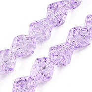 Electroplate Glass Beads Strands, Nuggets, Lilac, 13.5~14x13~13.5x10mm, Hole: 1mm, about 45pcs/strand, 24.21 inch(61.5cm)(EGLA-N012-08J)