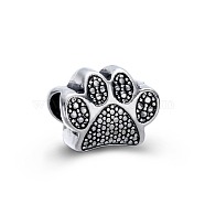 Zinc Alloy European Beads, Large Hole Beads, Dog Paw Prints, Antique Silver, 10x12mm(MPDL-AA00001-007)