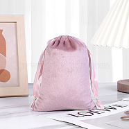 Velvet Storage Bags, Drawstring Pouches Packaging Bag, Rectangle, Pearl Pink, 10x8cm(WG80532-25)