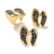 Long-Lasting Plated Micro Pave Rhinestone Open Cuff Rings, Jewely for Unisex, Golden, Inner Diameter: 19mm(RJEW-K286-01G)