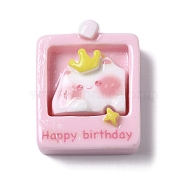 Cat Birthday Party Theme Opaque Resin Decoden Cabochons, Mixed Shapes, Rectangle, 26.5x21x9mm(RESI-B019-03A)