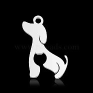 201 Stainless Steel Pendants, Silhouette Charms, Dog Charm, Stainless Steel Color, 18x17x1mm, Hole: 1.6mm(A-STAS-N090-LA880-1)