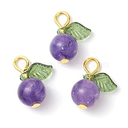 Acrylic Pendants, with Iron Flat Head Pins, Fruit Charms, Purple, 15x11.5x7.5mm, Hole: 2mm(PALLOY-JF02615-02)