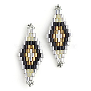 MIYUKI & TOHO Japanese Seed Beads, Handmade Links, Rhombus Loom Pattern, Gold, 31~32.5x13~13.5x1.5~2mm, Hole: 1mm(X-SEED-S009-SP1-22)
