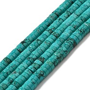 Natural Howlite Beads Strands, Flat Round/Disc, Dyed, Heishi Beads, Turquoise, 8~8.5x3~3.5mm, Hole: 1.2mm, about 117~118pcs/strand, 15.43~15.51''(39.2~39.4cm)(G-B049-A01-02B)