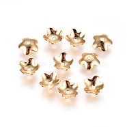 304 Stainless Steel Bead Caps, 5-Petal, Flower, Golden, 5.5x2mm, Hole: 0.8mm(X-STAS-F227-36-G)