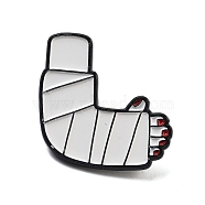 Body Alloy Enamel Pins Brooches, White, Bandaged Arm, 30x30mm(JEWB-U008-03D)