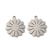 201 Stainless Steel Pendants, Flower Charms, Stainless Steel Color, 17x15x0.9mm, Hole: 1.4mm(STAS-K251-073P)