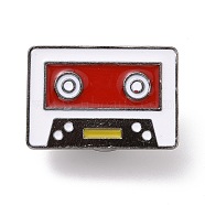 Tape Enamel Pin, Gunmetal Plated Alloy Badge for Backpack Clothes, Red, 17x25x2mm(JEWB-G012-D02)