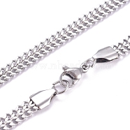 Men's 304 Stainless Steel Diamond Cut Cuban Link Chain Necklaces, with Lobster Claw Clasps, Stainless Steel Color, 23.6 inch(60cm)(NJEW-G340-11P)