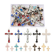 Alloy Enamel Pendants, Cross, Mixed Color, 56pcs/box(ENAM-KS0001-01)