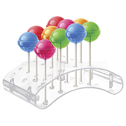 20-Hole Arc-Shaped Transparent Acrylic Lollipop Display Holder, Cake Pop Stand for Baby Shower, Birthday, Anniversary, Wedding Party, Clear, 10.5x15x5cm, Hole: 3.9mm(ODIS-WH0043-03A)