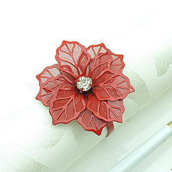 Alloy Napkin Rings, Napkin Holder Adornment, Restaurant Daily Accessiroes, Flower, Red, 52x52mm(AJEW-WH0140-28E)