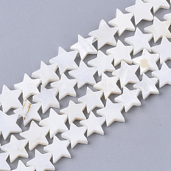 Freshwater Shell Beads Strands, Dyed, Star, White, 9~10.5x9.5~11.5x2~3mm, Hole: 1mm, about 38pcs/Strand, 11.8 inch~13.3 inch(X-SHEL-T014-009G)