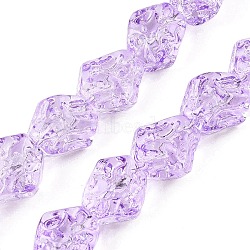 Electroplate Glass Beads Strands, Nuggets, Lilac, 13.5~14x13~13.5x10mm, Hole: 1mm, about 45pcs/strand, 24.21 inch(61.5cm)(EGLA-N012-08J)