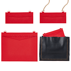 WADORN 2Pcs 2 Styles Wool Felt Bag Organizer Inserts, with Alloy D-Rings, for Envolope Bag Accessories, Rectangle, Red, 9~17.8x17~21x0.2cm, Hole: 9x13~14mm, 1pc/style(FIND-WR0007-26C)