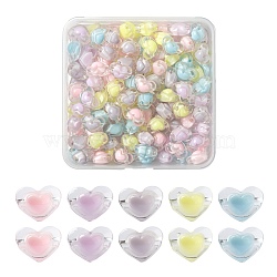 130Pcs 5 Colors Transparent Acrylic Beads, Bead in Bead, Heart, Mixed Color, 13x17x9.5mm, Hole: 2.5mm(X1-TACR-LS0001-04)