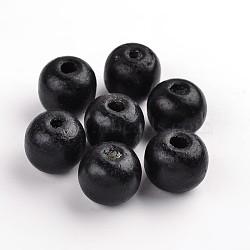 Natural Wood Beads, Dyed, Round, Black, 19~20x17.5~18mm, Hole: 4.5mm(X-TB20mmY-12)