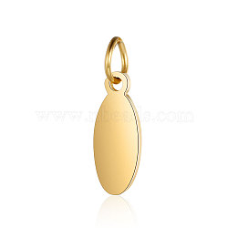 201 Stainless Steel Stamping Blank Tag Pendants, Manual Polishing, Oval, Golden, 10.5x4~4.2x1mm, Hole: 2.5mm(STAS-S105-T620-2-4.2)