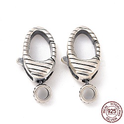 925 Sterling Silver Swivel Clasps, Oval, Antique Silver, 16x8x4mm, Hole: 2mm, Inner Diameter: 4x6.5mm(STER-D036-09AS)