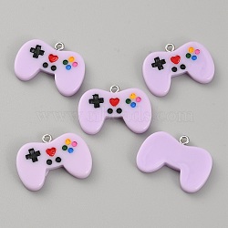 10Pcs Opaque Resin Pendants, Game Controllers Charms with Platinum Tone Iron Loops, Plum, 20x28x4mm, Hole: 2mm(RESI-WH0035-46E)