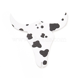 Western Cowboy Style Printed Acrylic Pendants, Cattle Head with Cow Pattern Charm, Cattle, 40x42x1.5mm, Hole: 1.5mm(OACR-D011-03B-01)