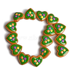 Handmade Heart Lampwork Beads Strands, Flower, 24~25x24~25x11mm, Hole: 1.4mm, about 15pcs/strand, 14.2''(36cm)(LAMP-P069-04B-01)