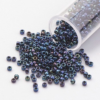 TOHO Japan Seed Beads, 15/0 Import Opaque Glass Round Hole Rocailles, Steel Blue, 1.5x1mm, Hole: 0.5mm
