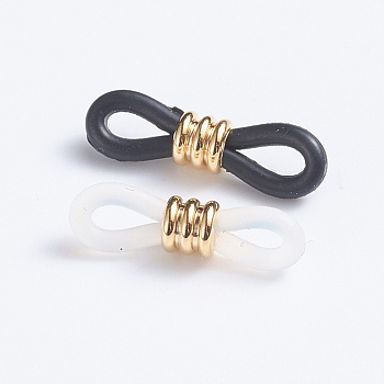 Eyeglass Holders, Glasses Rubber Loop Ends, with 302 Stainless Steel Findings, Long-Lasting Plated, Golden, 20.5x6mm, Hole: 3x2mm