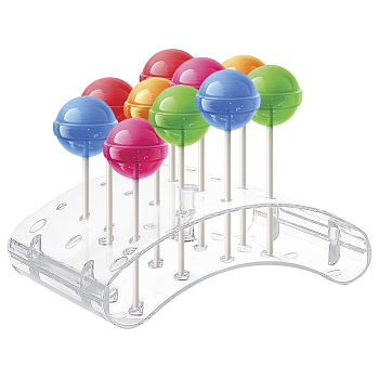 20-Hole Arc-Shaped Transparent Acrylic Lollipop Display Holder, Cake Pop Stand for Baby Shower, Birthday, Anniversary, Wedding Party, Clear, 10.5x15x5cm, Hole: 3.9mm