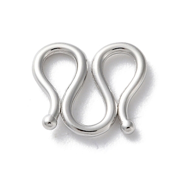 999 Sterling Silver Hook and S-Hook Clasps, Platinum, 10x11x1mm