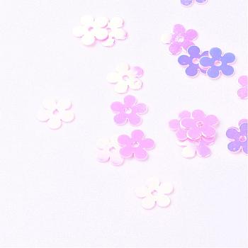 Ornament Accessories Disc Plastic Paillette Beads, Sequins Beads, Flower, Orchid, 7x7x0.2mm, Hole: 1mm, about 30000pcs/500g