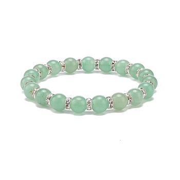 Natural Green Aventurine Beaded Stretch Bracelet, Gemstone Jewelry for Women, Inner Diameter: 2-1/8 inch(5.5cm), Beads: 6~8.5mm