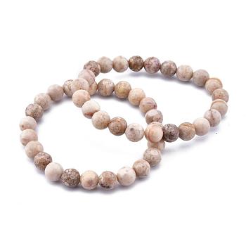 Natural Maifanite/Maifan Stone Bead Stretch Bracelets, Round, 2 inch~2-1/8 inch(5.2~5.5cm), Bead: 10mm