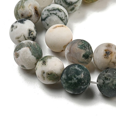 Natural Tree Agate Frosted Agate Round Gemstone Beads Strands(X-G-O151-01-8mm)-3