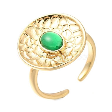 Green Flat Round Glass Finger Rings