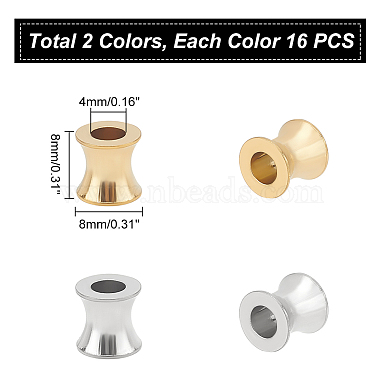 unicraftale 32pcs 2 couleurs 304 perles européennes en acier inoxydable(STAS-UN0039-77)-3