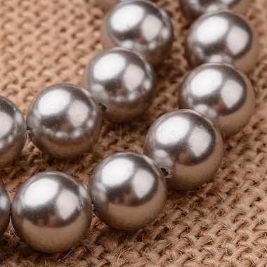 8mm Gray Round Shell Pearl Beads