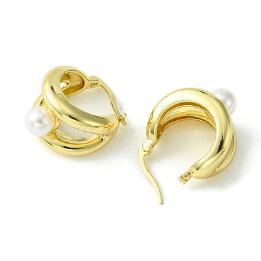 Brass Hollow Hoop Earrings with ABS Imitation Pearl(EJEW-K267-08G)-2