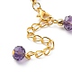Glass Rondelle & Brass Beaded Bracelet for Women(BJEW-JB08605)-5