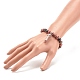Natural Rhodonite Round Beaded Stretch Bracelet with Bullet Shape Charm(BJEW-JB08310-01)-3