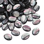 Resin Cabochons, Imitation Shell, Oval, Black, 18x13x4mm(X-CRES-J038-13x18mm-02)