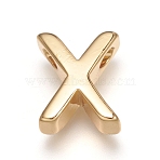 Brass Charms, Cadmium Free & Lead Free, for Personalized Name Necklace Making, Long-Lasting Plated, Real 18K Gold Plated, Letter.X, X: 9x7x3mm, Hole: 1.6mm(ZIRC-I037-01X-G)