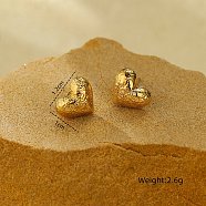 304 Stainless Steel Stud Earrings, for Women, Herat, Golden, 10x12mm(EJEW-S230-02G)