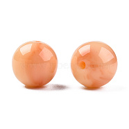 Resin Beads, Imitation Gemstone, Round, Light Salmon, 12x11.5mm, Hole: 1.5~3mm(RESI-N034-01-I04)