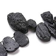 Natural Tektite Beads Strands, Rough Raw Stone, Top Drilled, Nuggets, 18~42x13~25x5~12mm, Hole: 0.8mm, about 34pcs/Strand, 15.94 inch(40.5cm)(G-K419-02A)