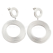 304 Stainless Steel Stud Earrings, Ring Dangle Earrings for Women, Stainless Steel Color, 59.5x38.5mm(EJEW-C067-22P)