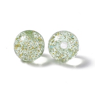 Transparent Acrylic Beads, with Glitter Powder, Round, Light Green, 15x14mm, Hole: 3.5mm(OACR-C009-10A)