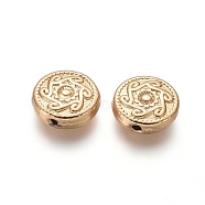 Long-Lasting Plated Alloy Beads, Flat Round, Golden, 10x10.2x3.4mm, Hole: 1.2mm(X-PALLOY-E576-04G)