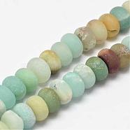 Frosted Rondelle Natural Flower Amazonite Beads Strands, 8x5mm, Hole: 1mm, about 79pcs/strand, 15.5 inch(G-K094-8x5mm-B)